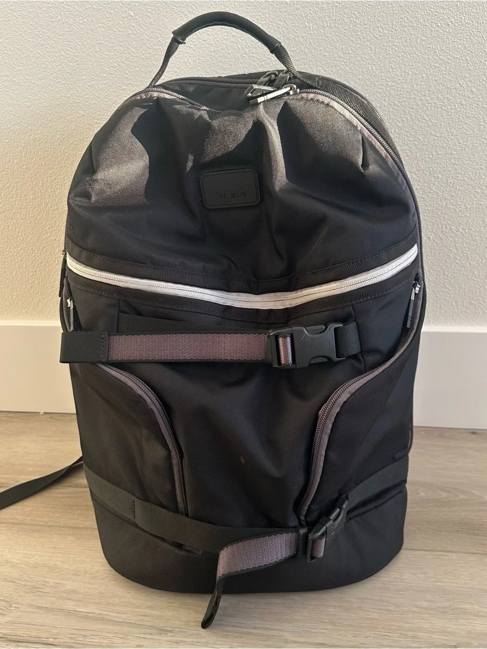 TUMI Frisco Taylor Laptop Rucksack Backpack – Black with Gray Trim